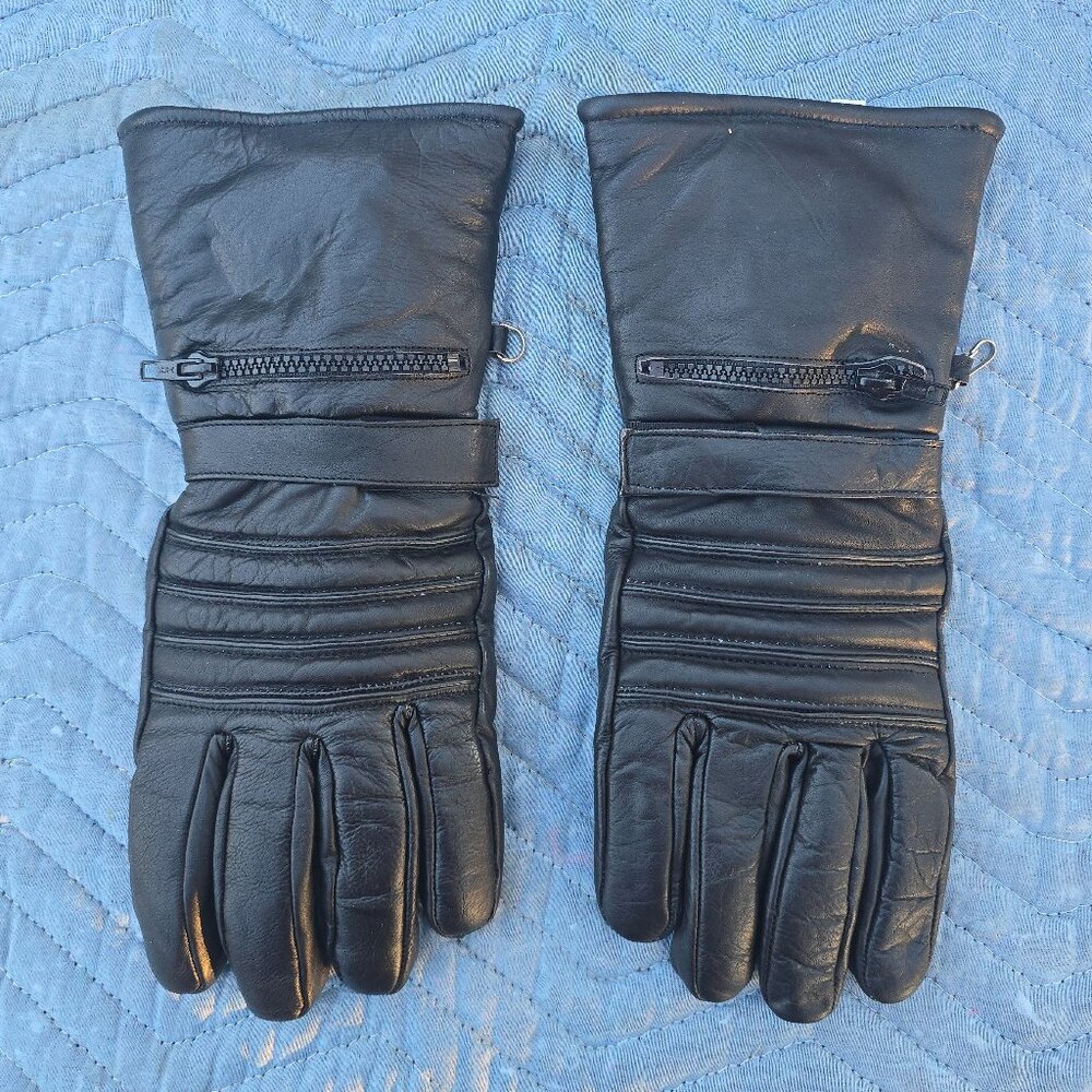 Men's Insulated Leather Motorcycle Gloves - XL